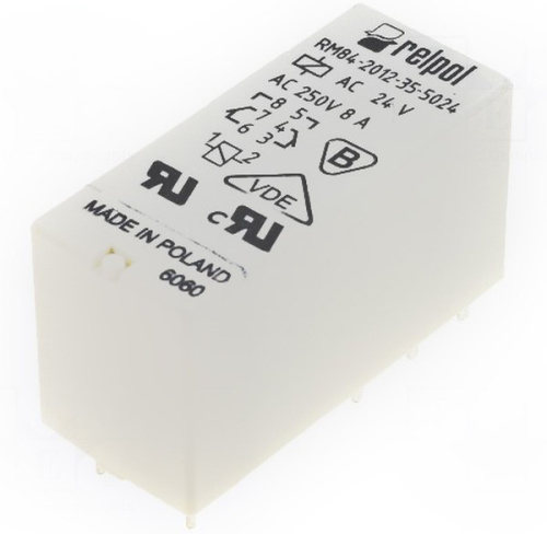 Реле RM84-2012-35-5024, 2CO, 8A, 24VAC, IP67 Relpol (604615)