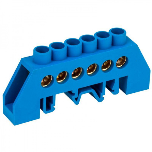 Шина "N" нулевая на DIN-рейку (из.синий) 6х9мм 6 групп-КС, арт. 95013 /Китай/