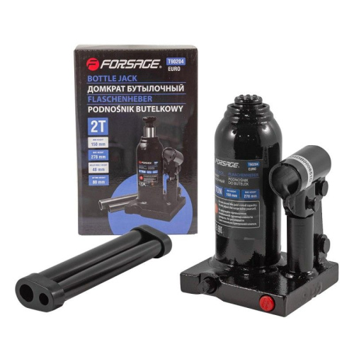 Forsage Т90204S Домкрат бутылочный с клапаном, 2 т с клапаном (h min 150 мм, h max 278 мм) в кейсе Forsage Т90204S Домкрат бутылочный с клапаном, 2 т с клапаном (h min 150 мм, h max 278 мм) в кейсе