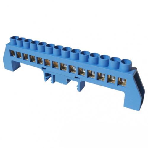 Шина "N" нулевая с изолятором на DIN-рейку (из.синий) 8х12мм 14 групп-КС 95017 