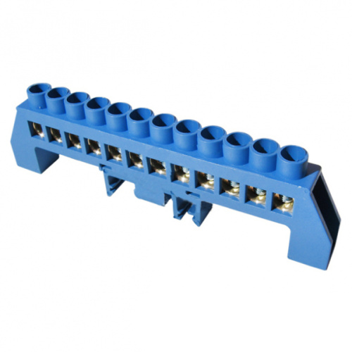 Шина "N" нулевая с изолятором на DIN-рейку (из.синий) 8х12мм 12 групп-КС 95016 