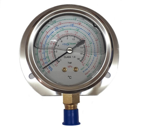 Манометр с глицерином на низкое давление CS-NG-LBC-63, D63мм, R507,R134A, R404A, R407C 