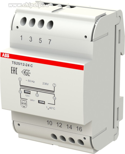 Трансформатор модульный TS 25/12-24C, 230/24 (2x12)B,25BA, 4M (2CSM251043R0811) 