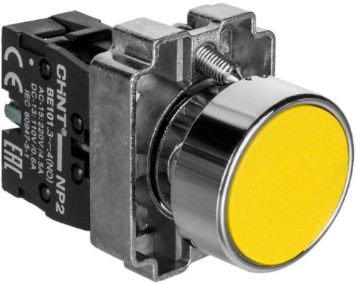 Кнопка управления NP2-BA51 без подсветки желтая 1НО IP40 (CHINT) 574844